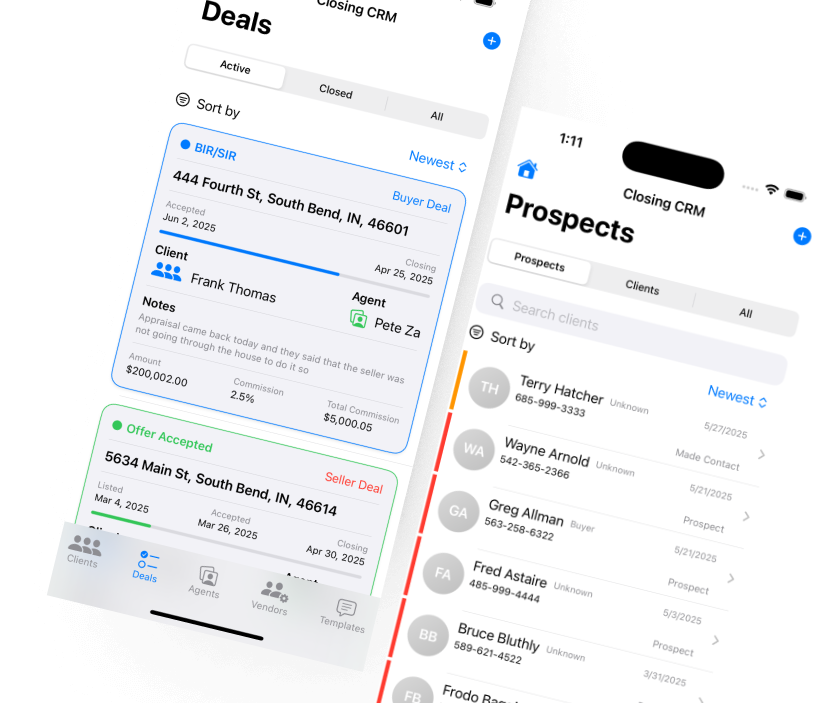 Closing CRM App Screens